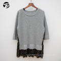 Sweaters Women Autumn Winter Half Sleeve Pullover European Style Tops Chunky Sweater With Chiffon Stitching